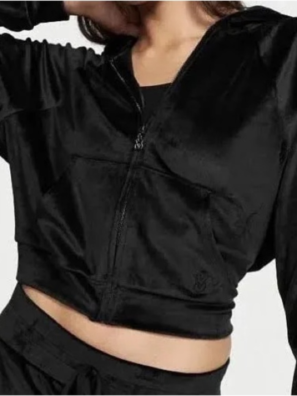 Victoria's Secret Black Cropped Zip Jacket